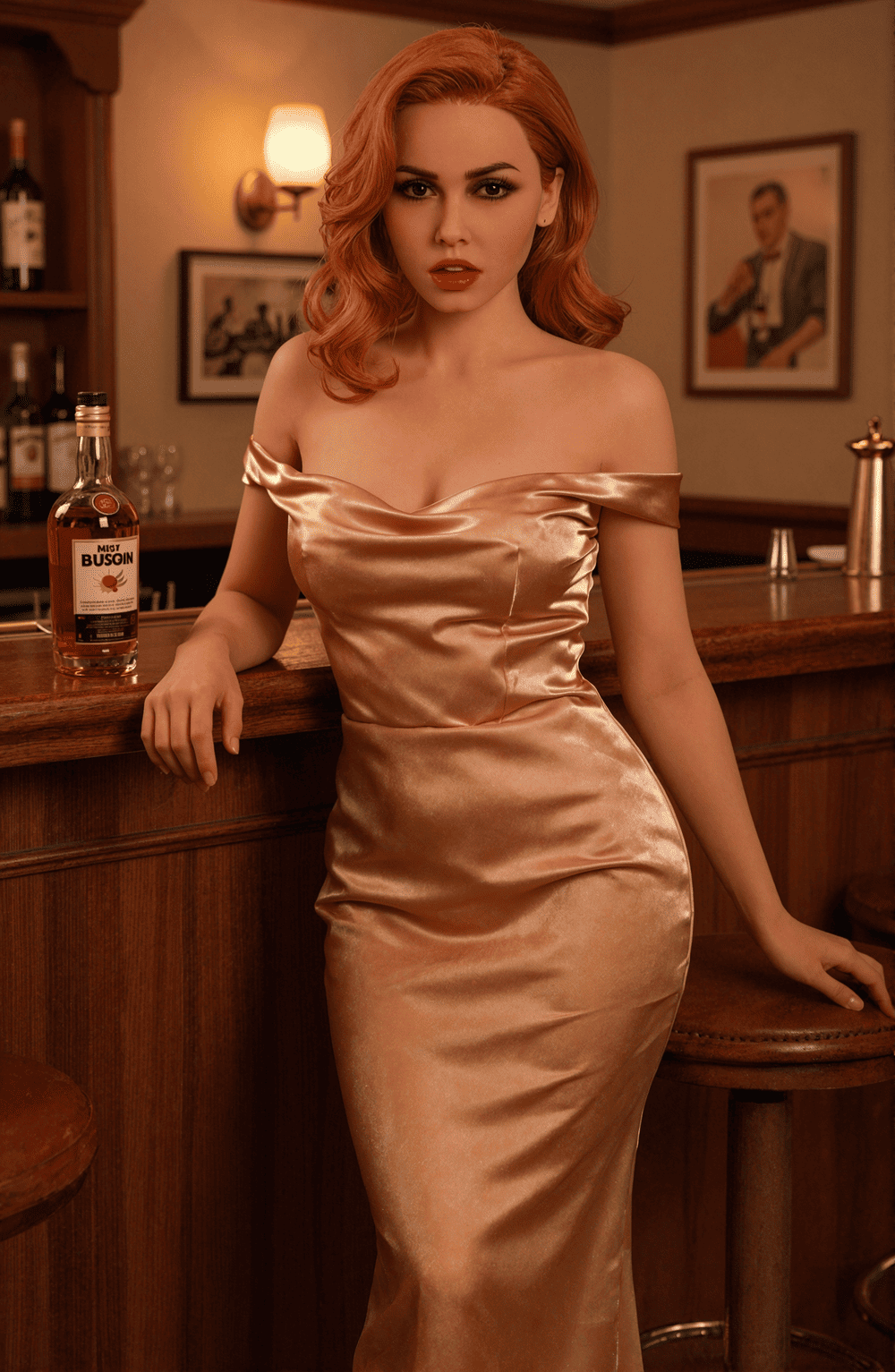diana 166cm (5'5") 72 lbs (32.5kg) red hair tpe sex doll – tall western beauty in gold satin dress (us direct dispatch)