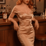 diana 166cm (5'5") 72 lbs (32.5kg) red hair tpe sex doll – tall western beauty in gold satin dress (us direct dispatch)