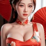 foxy 157cm (5'2") 70 lbs (32kg) brunette tpe sex doll – curvy asian beauty in red cheongsam qipao (eu direct dispatch)
