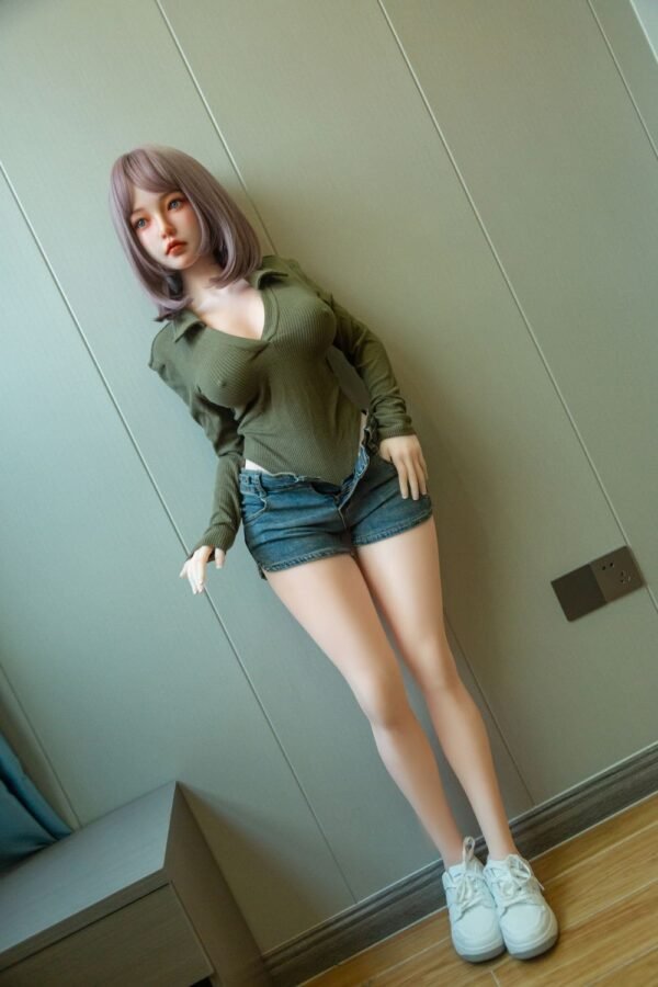 satin 148cm (4'10") 62 lbs (28kg) short hair tpe sex doll – petite asian beauty in green bodysuit (eu direct dispatch)