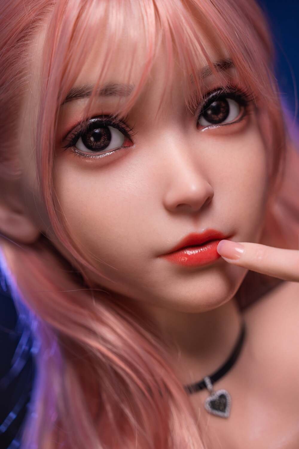 asia 157cm (5'2") 70 lbs (32kg) pink hair tpe sex doll – anime succubus cosplay in black leather (eu direct dispatch)