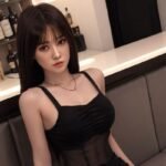 fox 160cm (5'3") 81 lbs (37kg) brunette tpe sex doll – elegant asian beauty in black sheer mesh dress (eu direct dispatch)