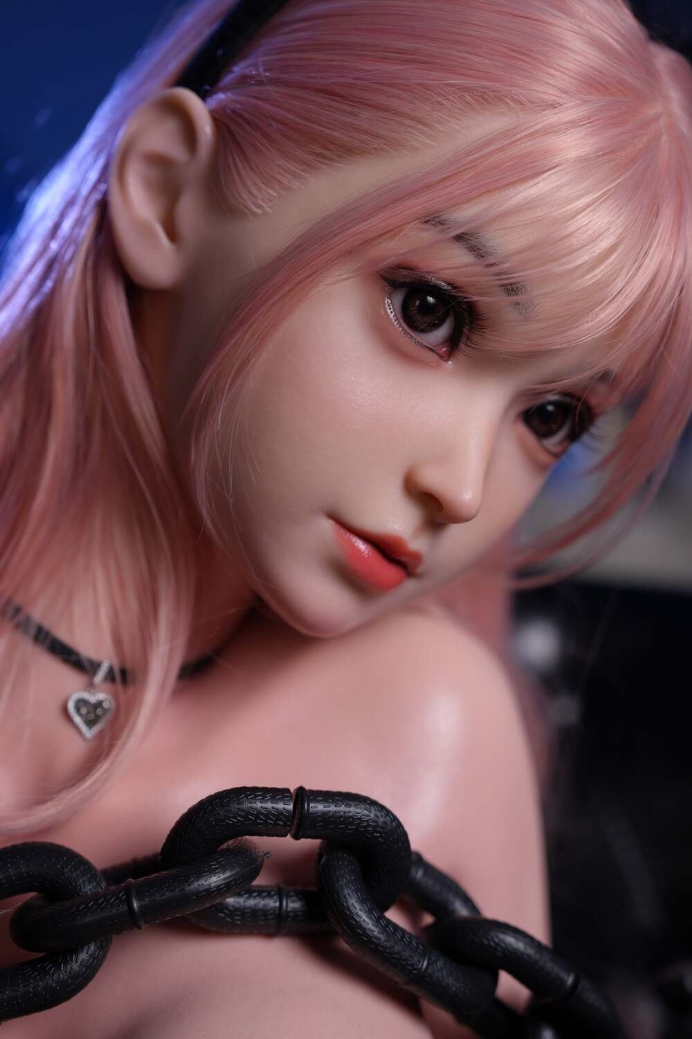 asia 157cm (5'2") 70 lbs (32kg) pink hair tpe sex doll – anime succubus cosplay in black leather (eu direct dispatch)