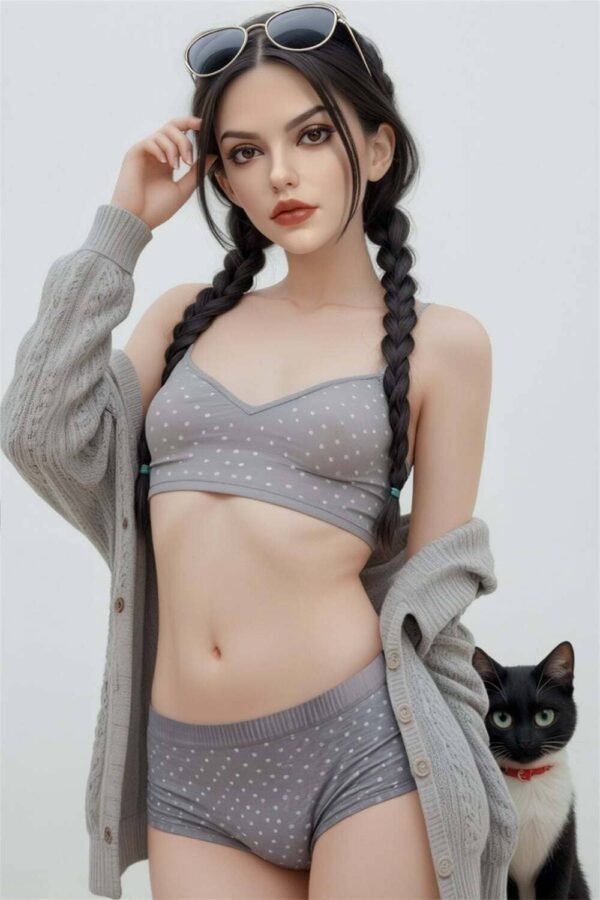 suki 148cm (4'10") 62 lbs (28kg) brunette tpe sex doll – petite western beauty in polka dot loungewear (eu direct dispatch)