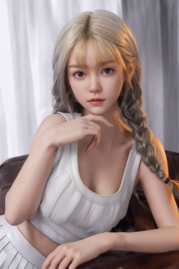 sela 157cm (5'2") 70 lbs (32kg) blonde tpe sex doll – asian beauty in white leather outfit (eu direct dispatch)