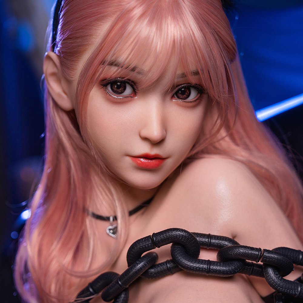 asia 157cm (5'2") 70 lbs (32kg) pink hair tpe sex doll – anime succubus cosplay in black leather (eu direct dispatch)