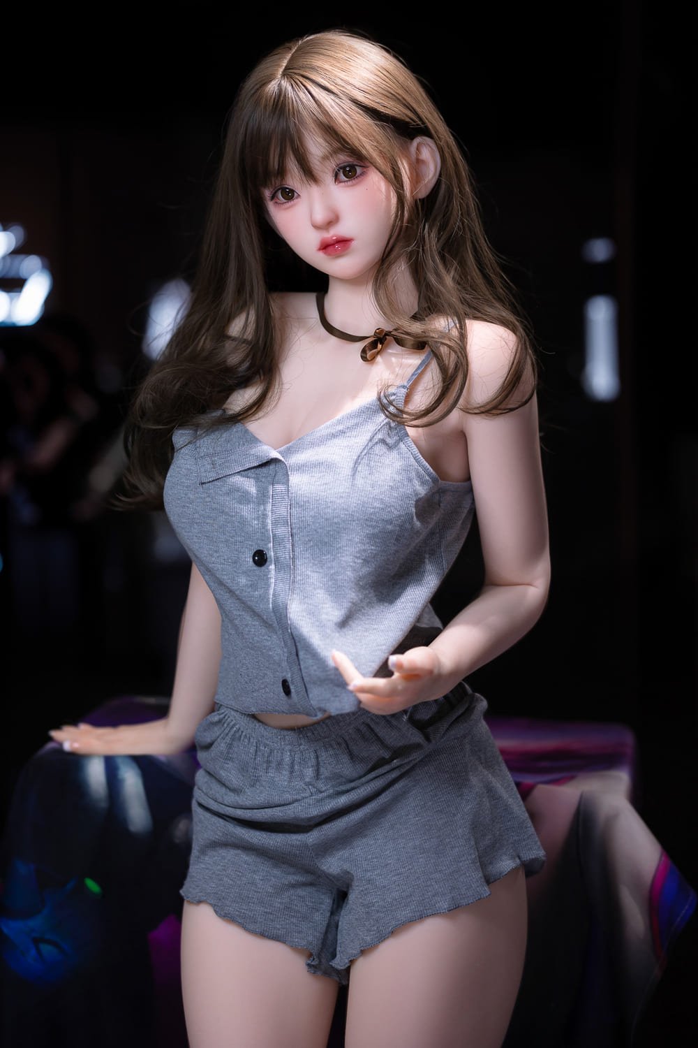 naya 157cm (5'2") 70 lbs (32kg) brunette tpe sex doll – petite asian beauty in grey loungewear (eu direct dispatch)