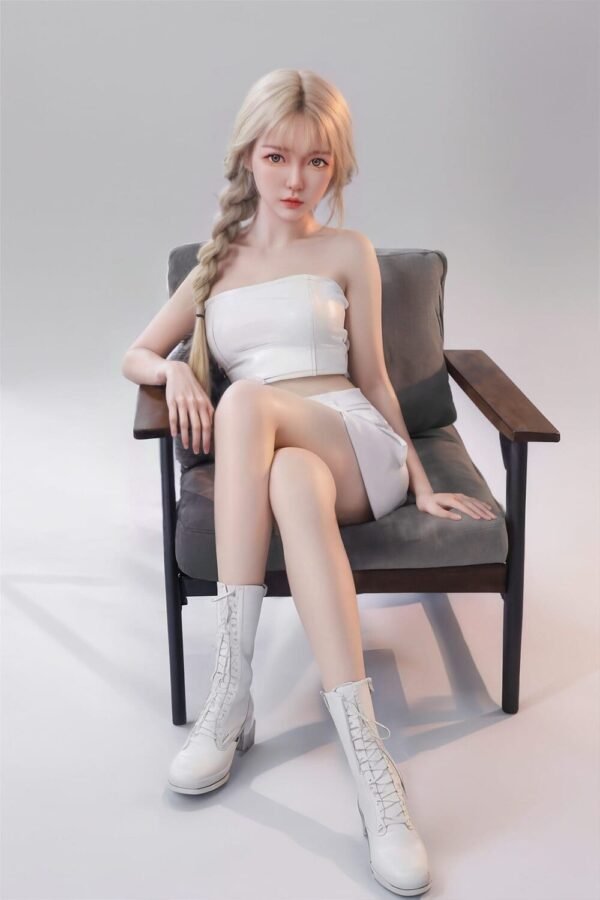 sela 157cm (5'2") 70 lbs (32kg) blonde tpe sex doll – asian beauty in white leather outfit (eu direct dispatch)