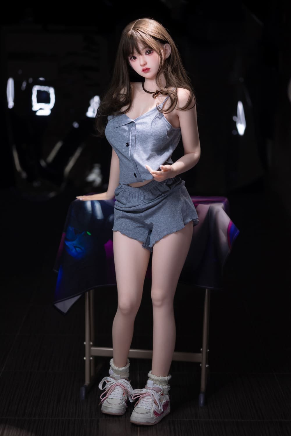 naya 157cm (5'2") 70 lbs (32kg) brunette tpe sex doll – petite asian beauty in grey loungewear (eu direct dispatch)