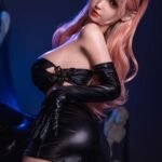 asia 157cm (5'2") 70 lbs (32kg) pink hair tpe sex doll – anime succubus cosplay in black leather (eu direct dispatch)