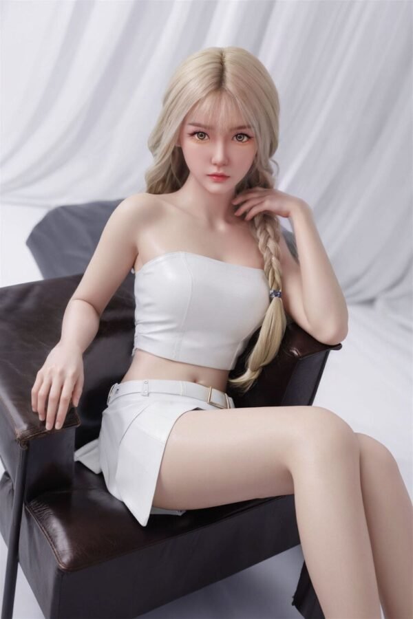 sela 157cm (5'2") 70 lbs (32kg) blonde tpe sex doll – asian beauty in white leather outfit (eu direct dispatch)