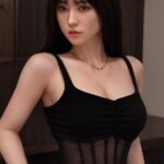 fox 160cm (5'3") 81 lbs (37kg) brunette tpe sex doll – elegant asian beauty in black sheer mesh dress (eu direct dispatch)