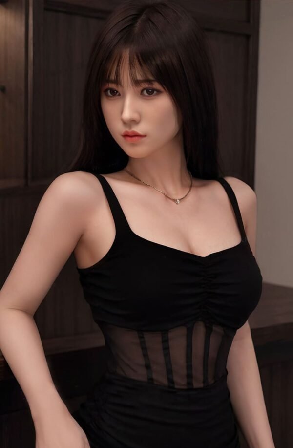 fox 160cm (5'3") 81 lbs (37kg) brunette tpe sex doll – elegant asian beauty in black sheer mesh dress (eu direct dispatch)
