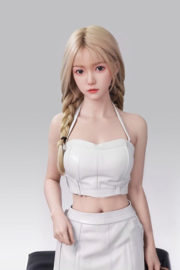 sela 157cm (5'2") 70 lbs (32kg) blonde tpe sex doll – asian beauty in white leather outfit (eu direct dispatch)