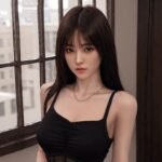 fox 160cm (5'3") 81 lbs (37kg) brunette tpe sex doll – elegant asian beauty in black sheer mesh dress (eu direct dispatch)