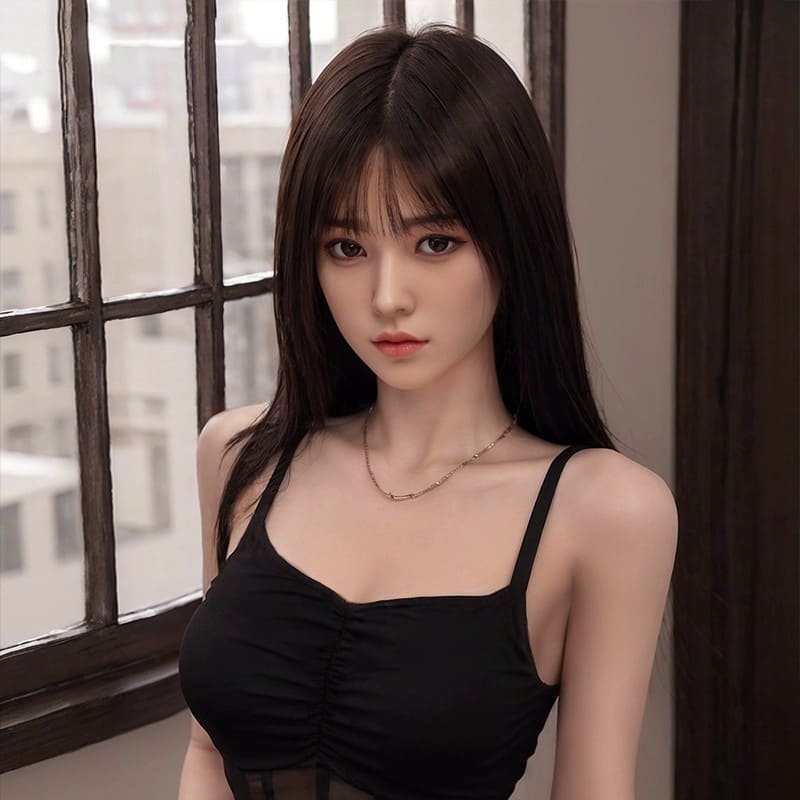 fox 160cm (5'3") 81 lbs (37kg) brunette tpe sex doll – elegant asian beauty in black sheer mesh dress (eu direct dispatch)