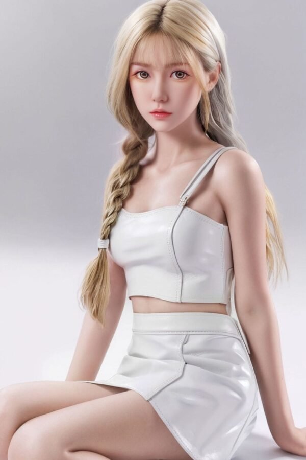 sela 157cm (5'2") 70 lbs (32kg) blonde tpe sex doll – asian beauty in white leather outfit (eu direct dispatch)