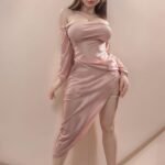 lust 157cm (5'2") 70 lbs (32kg) brunette tpe sex doll – curvy busty western beauty in pink silk dress (eu direct dispatch)