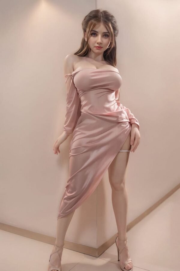 lust 157cm (5'2") 70 lbs (32kg) brunette tpe sex doll – curvy busty western beauty in pink silk dress (eu direct dispatch)