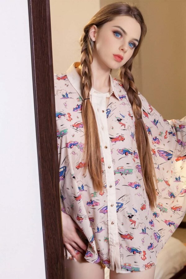 trix 157cm (5'2") 70 lbs (32kg) brunette tpe sex doll – western beauty in oversized print shirt (eu direct dispatch)