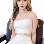 sela 157cm (5'2") 70 lbs (32kg) blonde tpe sex doll – asian beauty in white leather outfit (eu direct dispatch)