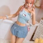 thea 140cm (4'7") 55 lbs (25kg) pink hair tpe sex doll – petite anime cosplay beauty in pastel blue set (eu direct dispatch)