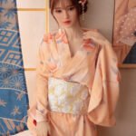 heat 166cm (5'5") 73 lbs (33kg) brunette tpe sex doll – slim asian beauty in peach floral kimono (eu direct dispatch)
