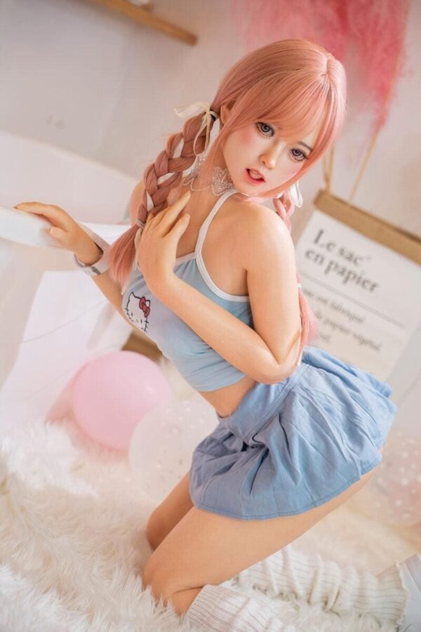 thea 140cm (4'7") 55 lbs (25kg) pink hair tpe sex doll – petite anime cosplay beauty in pastel blue set (eu direct dispatch)