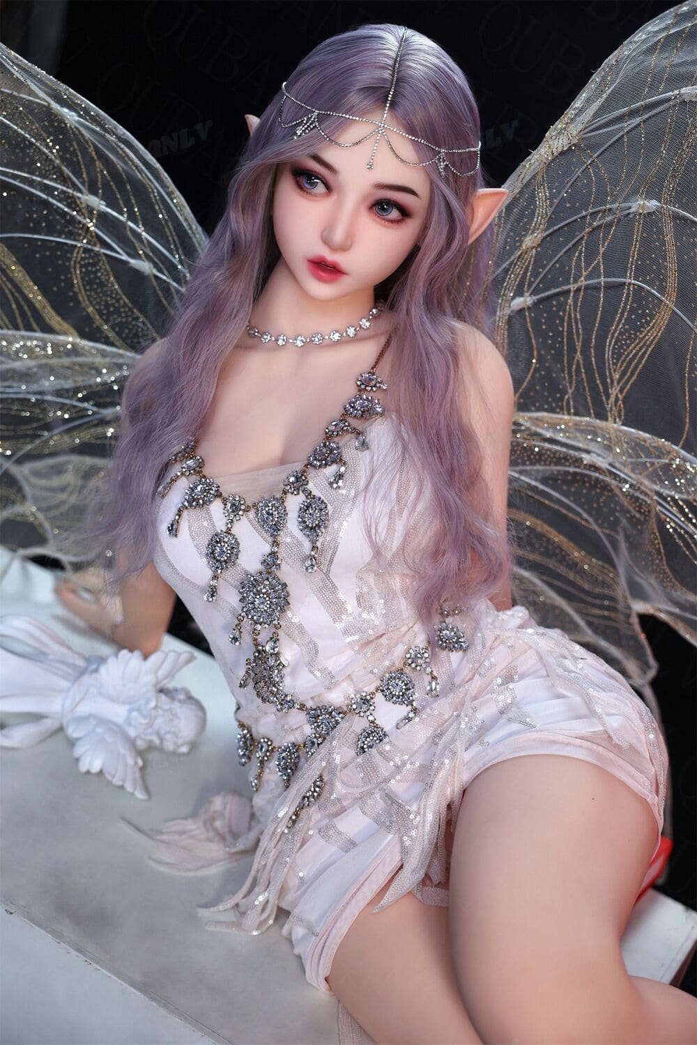mimi 148cm (4'10") 62 lbs (28kg) purple hair tpe sex doll – petite anime elf cosplay beauty in sequin dress (eu direct dispatch)