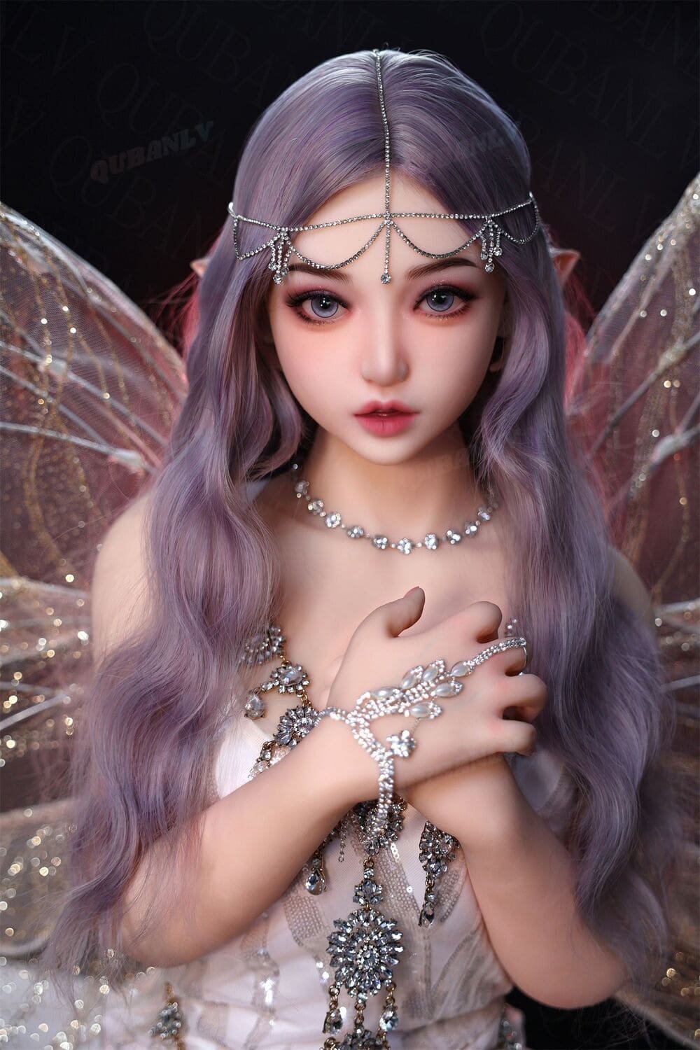 mimi 148cm (4'10") 62 lbs (28kg) purple hair tpe sex doll – petite anime elf cosplay beauty in sequin dress (eu direct dispatch)