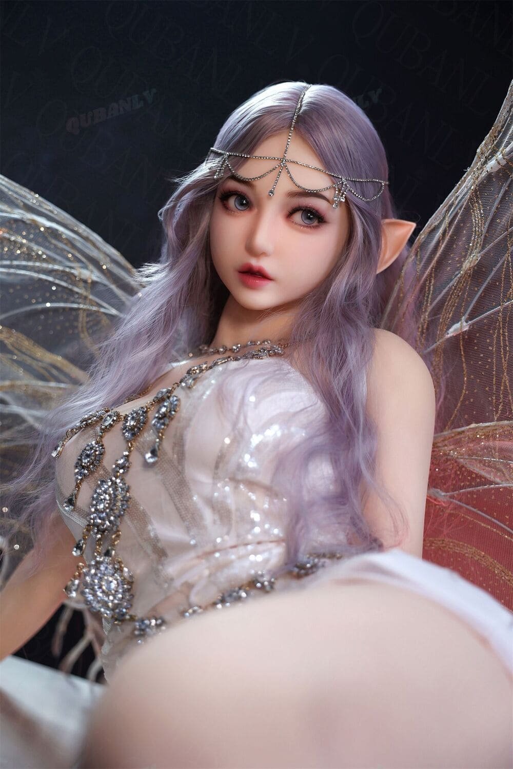 mimi 148cm (4'10") 62 lbs (28kg) purple hair tpe sex doll – petite anime elf cosplay beauty in sequin dress (eu direct dispatch)