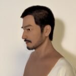 Tom realistic Asian male silicone mask with stubble beard for film FX and cosplay