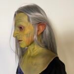 Sam realistic old witch silicone mask with grey hair for film FX and Halloween cosplay
