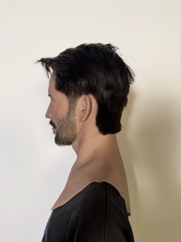 realistic asian male silicone mask with stubble handcrafted lifelike headgear for cosplay, film fx & stage performance (copy)