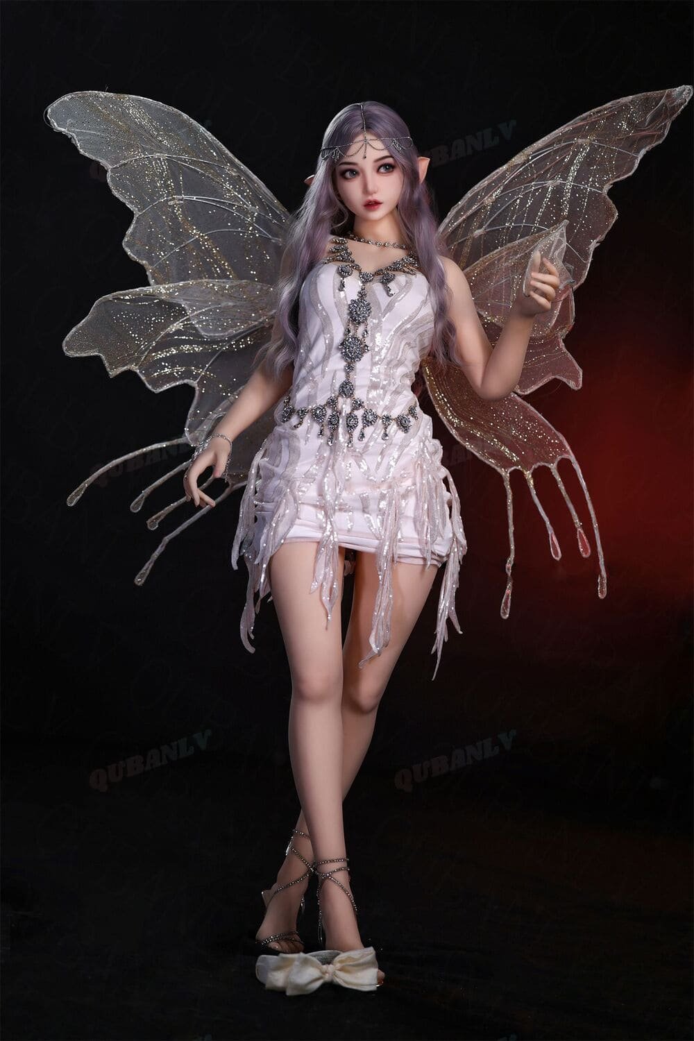 mimi 148cm (4'10") 62 lbs (28kg) purple hair tpe sex doll – petite anime elf cosplay beauty in sequin dress (eu direct dispatch)