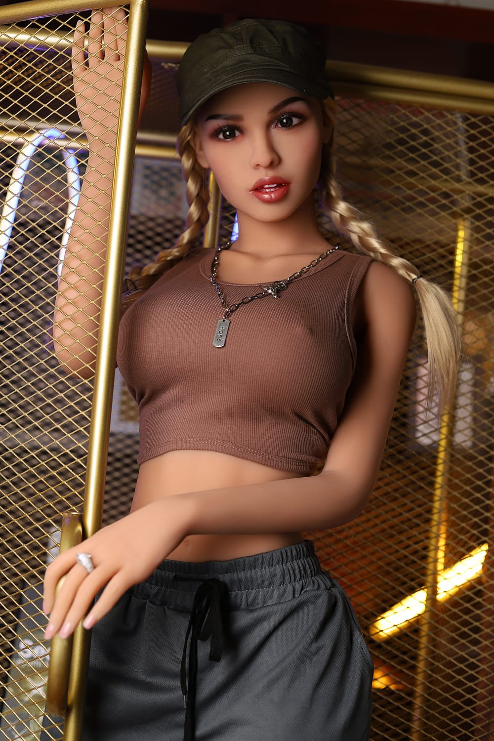 ade 158cm (5'2") 75 lbs (34kg) tan skin tpe sex doll – athletic western beauty in military streetwear (us direct dispatch)