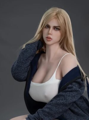 Kaia 161cm 48kg blonde hair voluptuous Caucasian TPE sex doll white cami EU warehouse stock