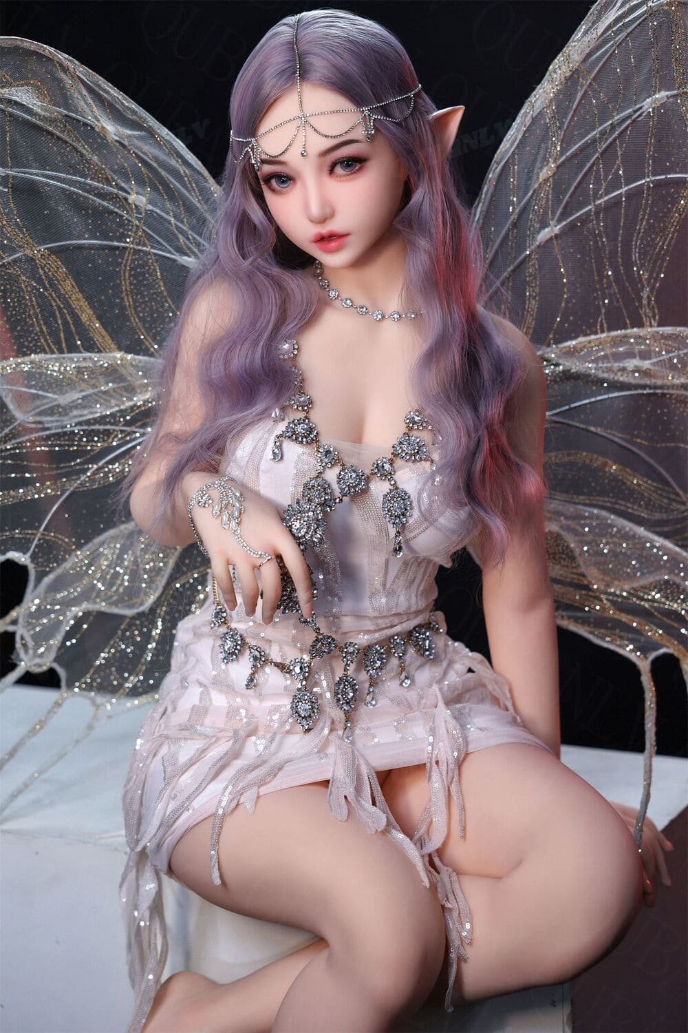 mimi 148cm (4'10") 62 lbs (28kg) purple hair tpe sex doll – petite anime elf cosplay beauty in sequin dress (eu direct dispatch)
