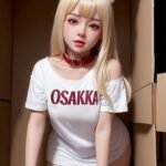 Tara 166cm 33kg blonde hair anime cosplay Asian TPE sex doll white graphic tee EU warehouse stock