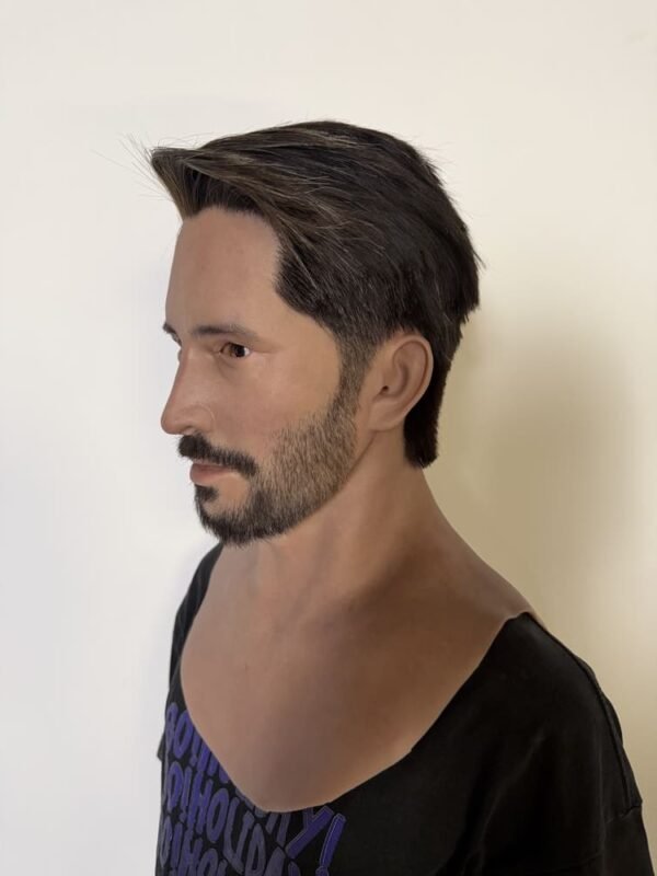 realistic asian male silicone mask with stubble handcrafted lifelike headgear for cosplay, film fx & stage performance (copy)