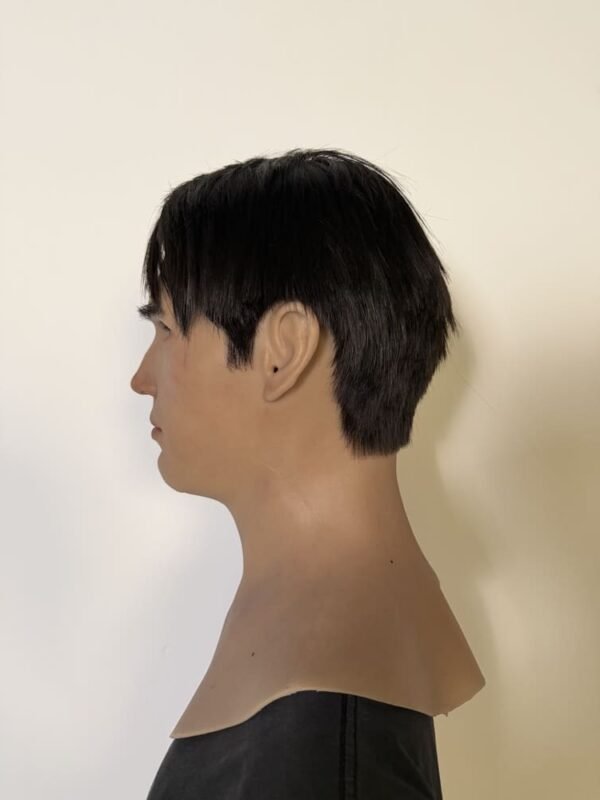 realistic asian male silicone mask with stubble handcrafted lifelike headgear for cosplay, film fx & stage performance