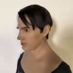 realistic asian male silicone mask with stubble handcrafted lifelike headgear for cosplay, film fx & stage performance