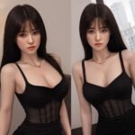 fox 160cm (5'3") 81 lbs (37kg) brunette tpe sex doll – elegant asian beauty in black sheer mesh dress (eu direct dispatch)