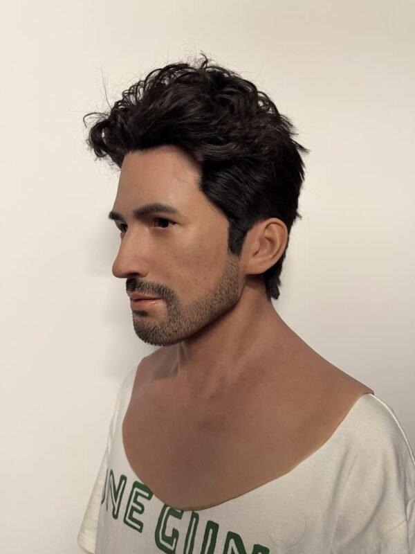 eric realistic male silicone mask with brown hair & stubble handcrafted lifelike headgear for cosplay, disguise & film fx (copy)