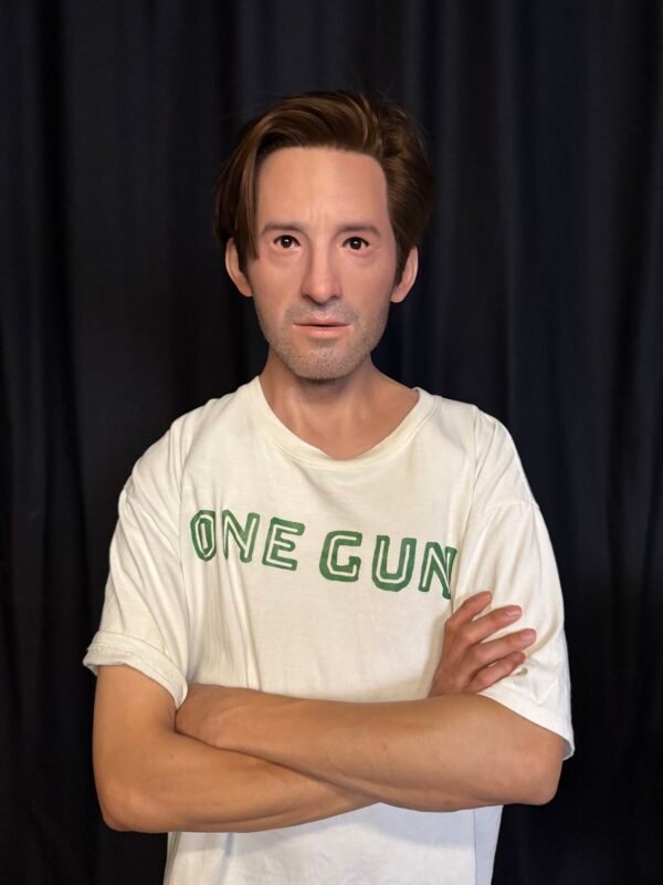 Liam realistic silicone male mask with brown styled hair and light stubble front view