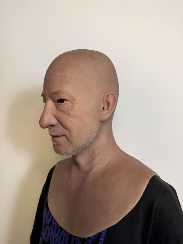 bob realistic elderly male silicone mask with grey hair & beard handcrafted mature man fx headgear for cosplay, disguise & film (copy)