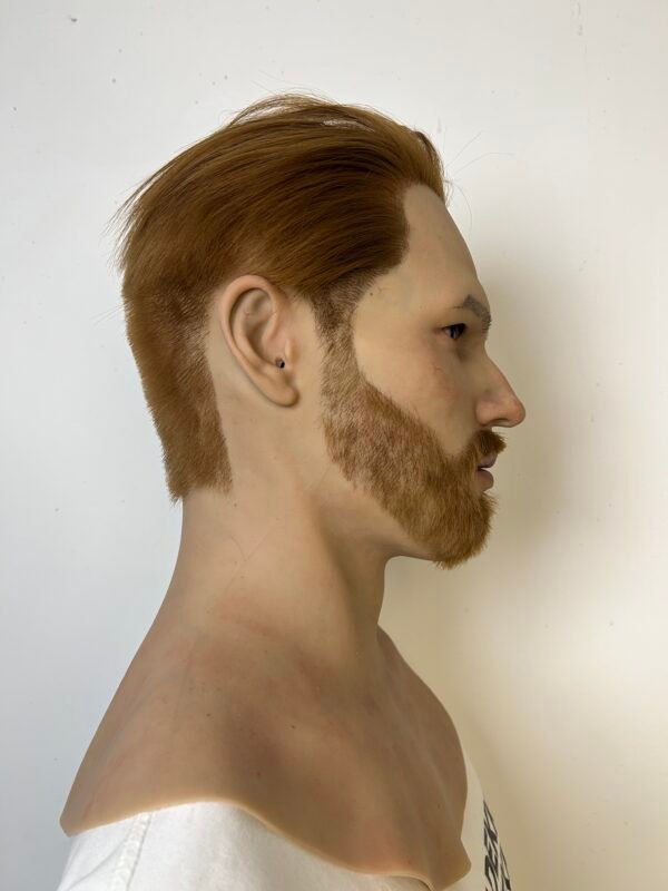 alex realistic male silicone mask with wavy hair & beard handcrafted lifelike headgear for cosplay, disguise & film fx (copy)
