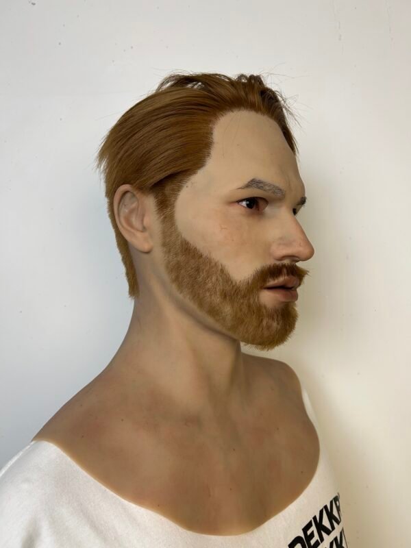 alex realistic male silicone mask with wavy hair & beard handcrafted lifelike headgear for cosplay, disguise & film fx (copy)