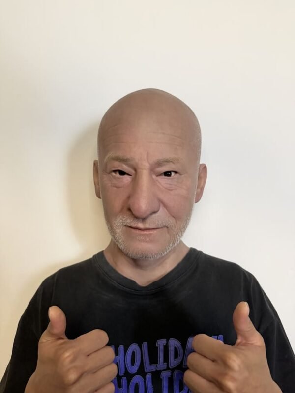 bob realistic elderly male silicone mask with grey hair & beard handcrafted mature man fx headgear for cosplay, disguise & film (copy)