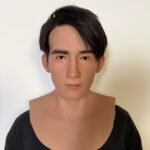 Max ultra-realistic Asian male silicone mask with styled black hair for film FX and cosplay